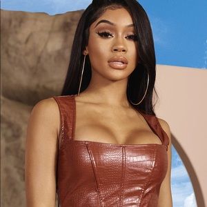 faux leather pretty little thing corset bustier